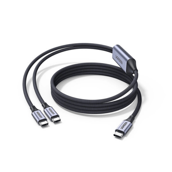 Zdjęcie produktu: Kabel przewód USB 2w1 Typ-C do 2x Typ-C 200cm Ugreen PD, 140W - czarny Zdjęcie produktu: Kabel przewód USB 2w1 Typ-C do 2x Typ-C 200cm Ugreen PD, 140W - czarny