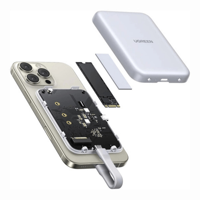 Obudowa zewnętrzna na dysk SSD M.2 (PCIe/NVMe) Ugreen magnetyczna - biała Obudowa zewnętrzna na dysk SSD M.2 (PCIe/NVMe) Ugreen magnetyczna - biała