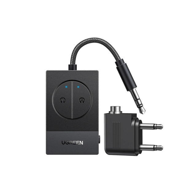 Zdjęcie produktu: Transmiter Bluetooth 5.4 Ugreen BT305 2x 3,5 mm jack (dual AUX) - czarny Zdjęcie produktu: Transmiter Bluetooth 5.4 Ugreen BT305 2x 3,5 mm jack (dual AUX) - czarny