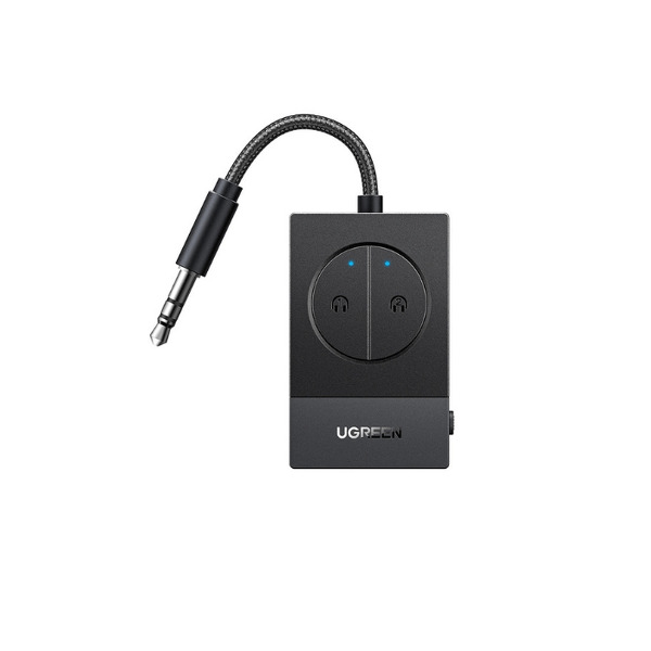 Zdjęcie produktu: Transmiter Bluetooth 5.4 Ugreen BT305 2x 3,5 mm jack (dual AUX) - czarny Zdjęcie produktu: Transmiter Bluetooth 5.4 Ugreen BT305 2x 3,5 mm jack (dual AUX) - czarny