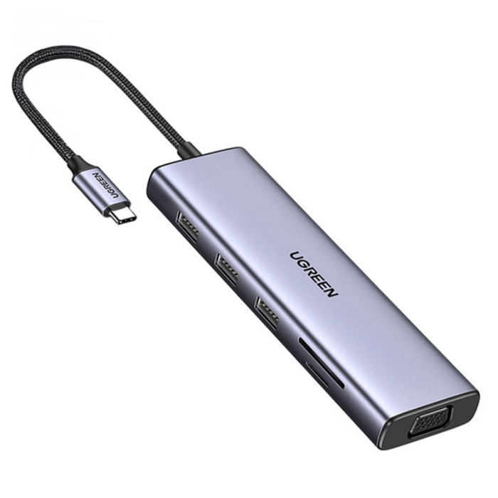Hub USB-C Ugreen 10w1 USB-C HDMI Ethernet USB-A 5GB/s SD/TF minijack- szary Hub USB-C Ugreen 10w1 USB-C HDMI Ethernet USB-A 5GB/s SD/TF minijack- szary