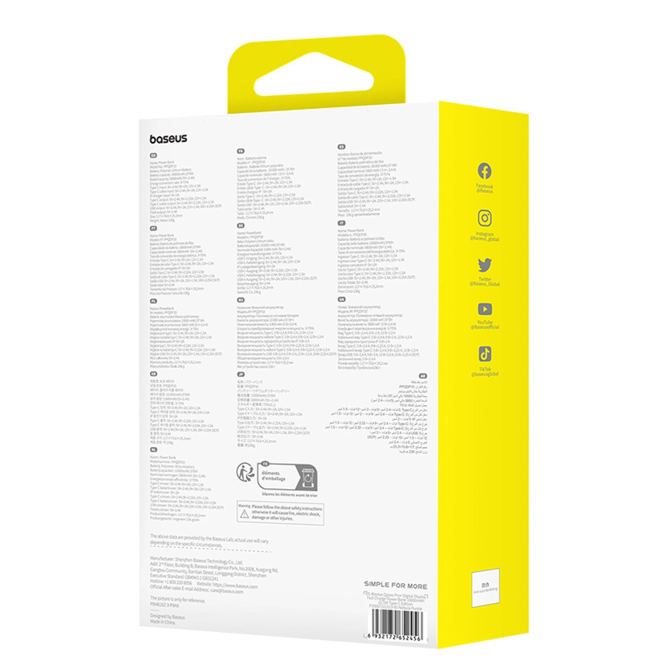 Powerbank Baseus Qpow Pro+ 10000mAh 22.5W z wbudowanym kablem USB-C