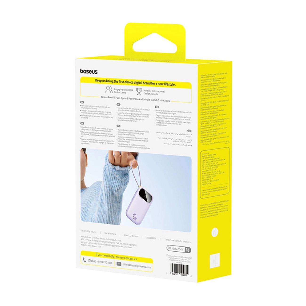 Powerbank Baseus EnerFill FC31 20000mAh 45W  z kablami USB-C i Lightning