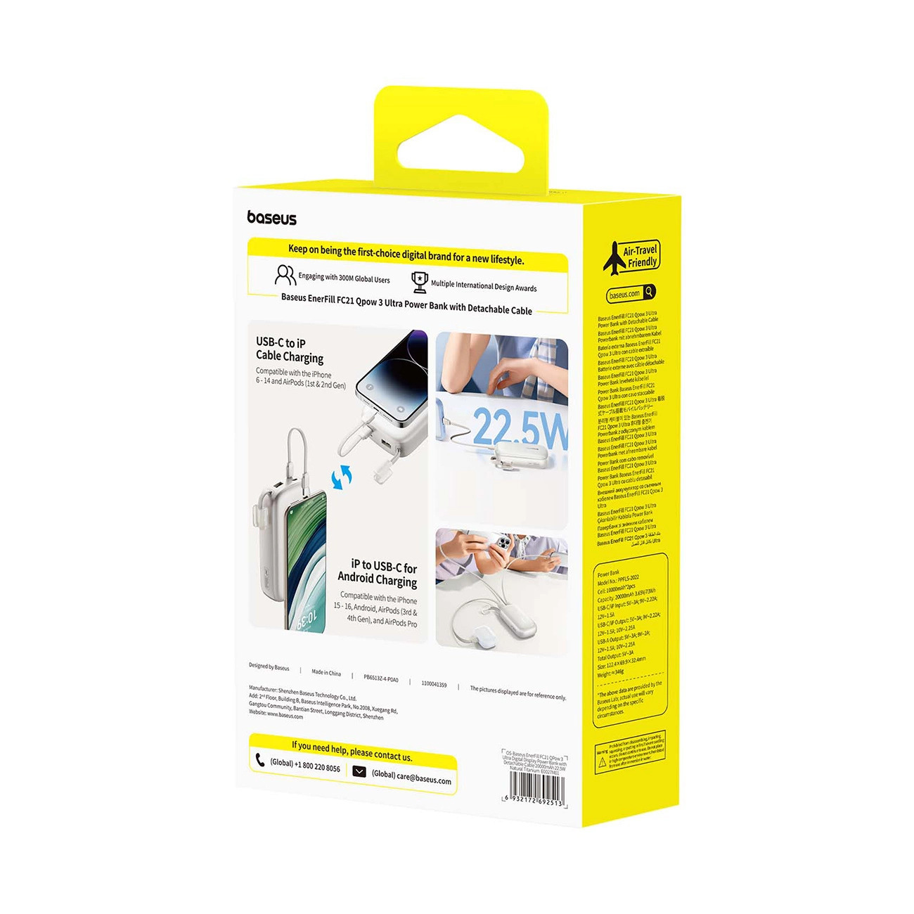 Powerbank Baseus EnerFill FC21 Qpow 3 Ultra 20000mAh 22.5W