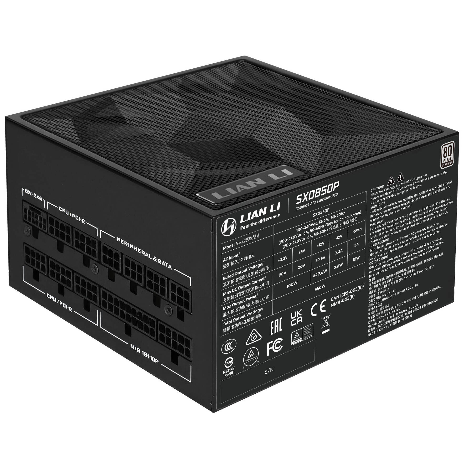 Zasilacz Lian Li SX Platinum ATX 3.1 PCIe 5.1 Czarny 850W