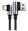 Kabel przewód USB Typ-C do USB 2.0 50cm Ugreen kątowy 90° 480Mb/s QC3.0 3A  szary (US176 20855)