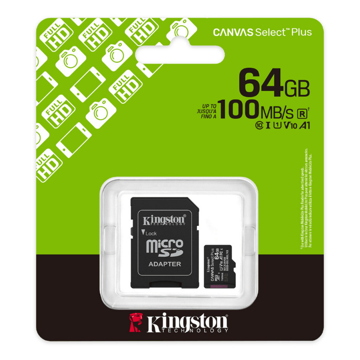 Karta Kingston Canvas Select Plus microSDXC 64GB Class A1 + Adapter SD