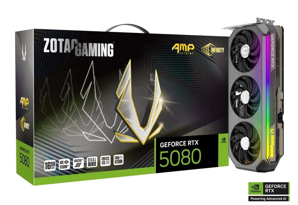 ZOTAC GeForce RTX 5080 16GB AMP EXTREME INFINITY GDDR7 DLSS 4 ZOTAC GeForce RTX 5080 16GB AMP EXTREME INFINITY GDDR7 DLSS 4
