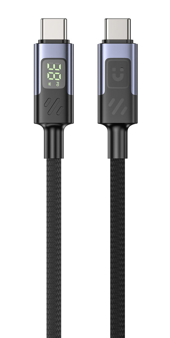 Kabel USB-C PD 60W 480Mbps z wyświetlaczem Unitek z oplotem czarny - 3m