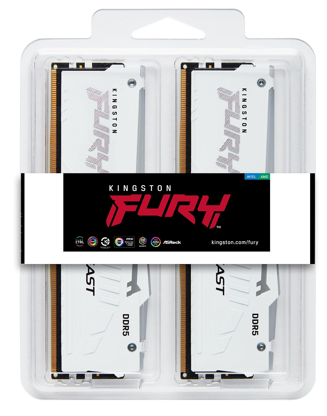 Pamięć Kingston FURY Beast RGB White 32GB (2x16GB) DDR5 6000 CL30 EXPO