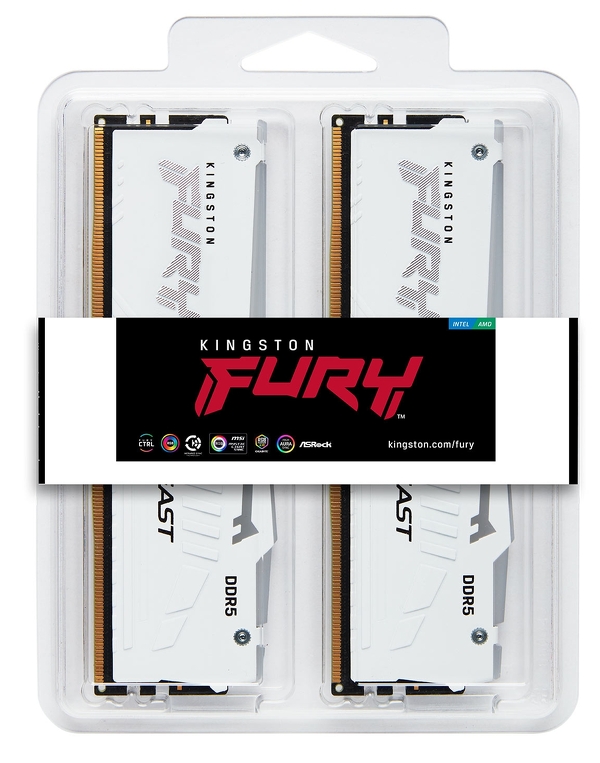 Zdjęcie produktu: Pamięć Kingston FURY Beast RGB White 32GB (2x16GB) DDR5 6000 CL30 EXPO