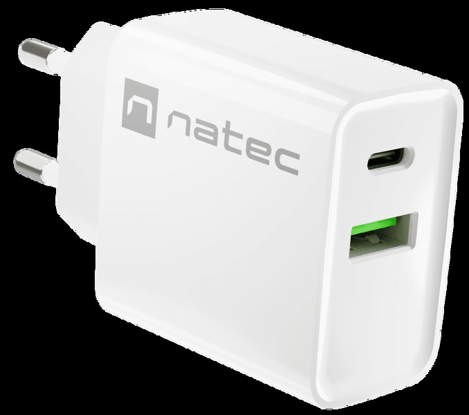 Zdjęcie produktu: Ładowarka sieciowa Natec Ribera GaN Slim 1x USB-A + 1x USB TYP-C 20W