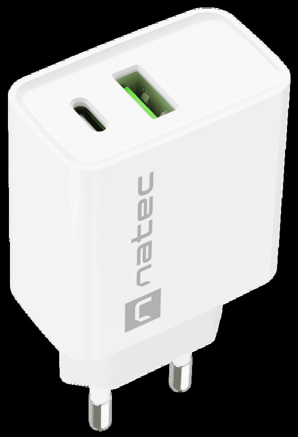 Zdjęcie produktu: Ładowarka sieciowa Natec Ribera GaN Slim 1x USB-A + 1x USB TYP-C 20W
