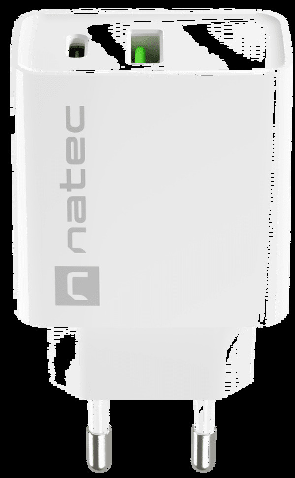 Zdjęcie produktu: Ładowarka sieciowa Natec Ribera GaN Slim 1x USB-A + 1x USB TYP-C 20W