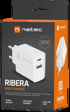 Miniatura zdjęcia: Ładowarka sieciowa Natec Ribera GaN Slim 1x USB-A + 1x USB TYP-C 20W