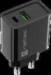 Miniatura zdjęcia: Ładowarka sieciowa Natec Ribera GaN Slim 1x USB-A + 1x USB TYP-C 20W