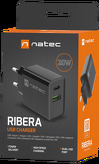 Miniatura zdjęcia: Ładowarka sieciowa Natec Ribera GaN Slim 1x USB-A + 1x USB TYP-C 20W