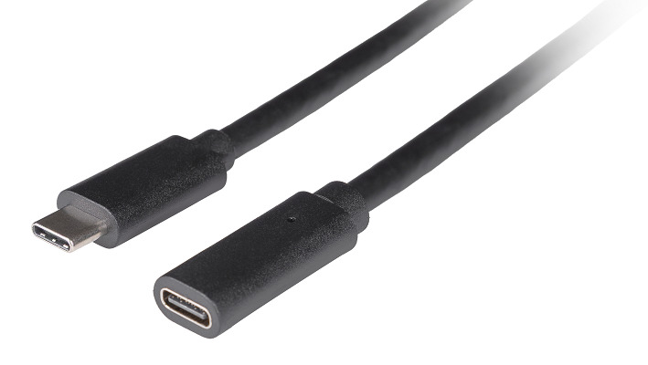 Przedłużacz USB-C M/F 3.1 5 Gb/s do 100 W Lanberg czarny - 1.5m