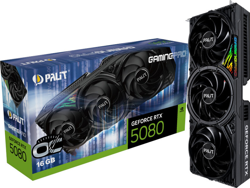 Zdjęcie produktu: Palit GeForce RTX 5080 GamingPro OC 16GB GDDR7 DLSS 4 Zdjęcie produktu: Palit GeForce RTX 5080 GamingPro OC 16GB GDDR7 DLSS 4