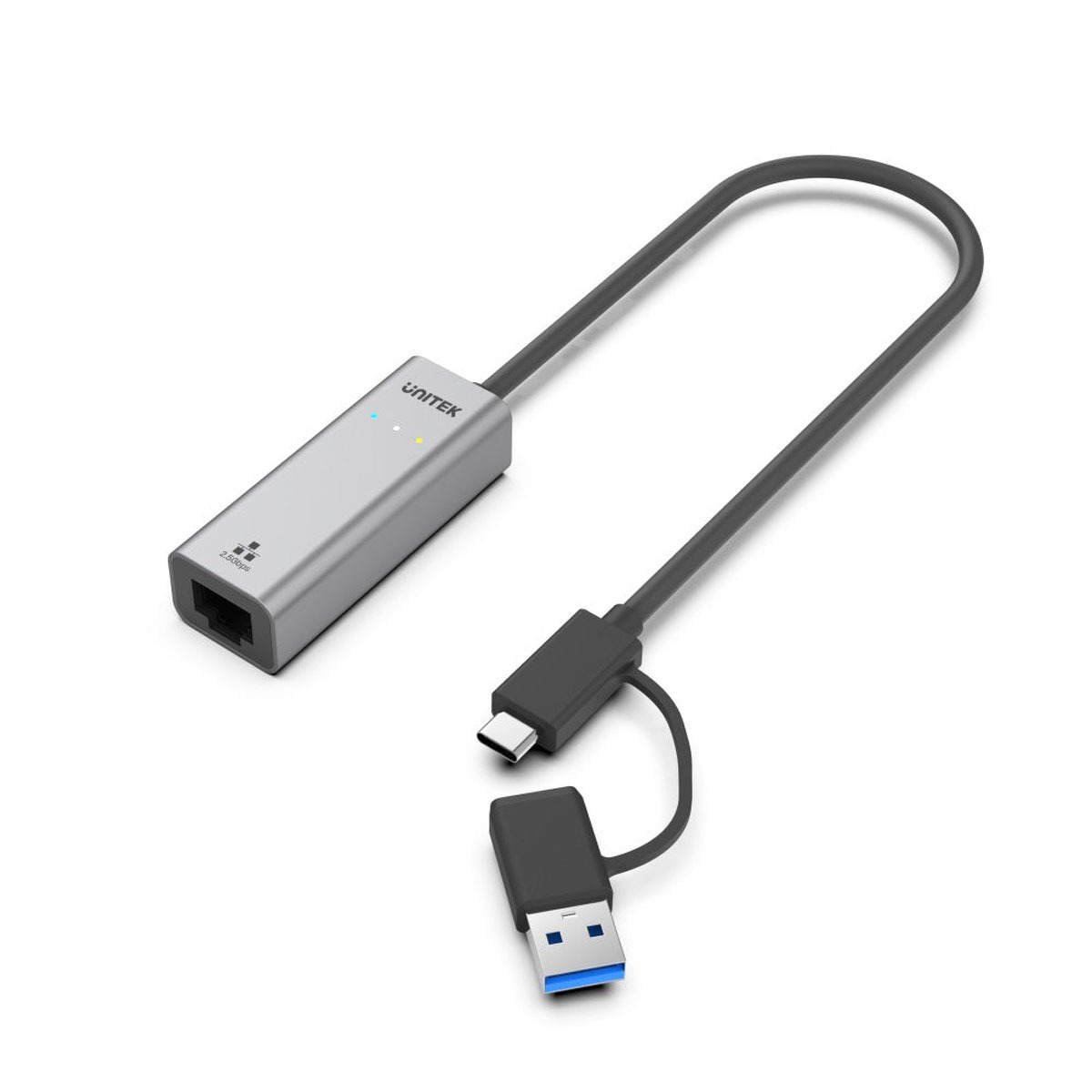 Adapter hybrydowy USB-C/USB-A to Ethernet 10/100/1000/2500 Unitek Adapter hybrydowy USB-C/USB-A to Ethernet 10/100/1000/2500 Unitek