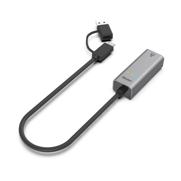Zdjęcie produktu: Adapter hybrydowy USB-C/USB-A to Ethernet 10/100/1000/2500 Unitek Zdjęcie produktu: Adapter hybrydowy USB-C/USB-A to Ethernet 10/100/1000/2500 Unitek