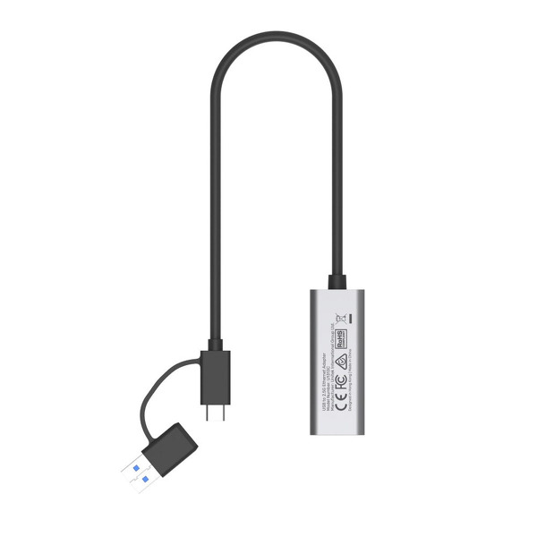 Zdjęcie produktu: Adapter hybrydowy USB-C/USB-A to Ethernet 10/100/1000/2500 Unitek Zdjęcie produktu: Adapter hybrydowy USB-C/USB-A to Ethernet 10/100/1000/2500 Unitek