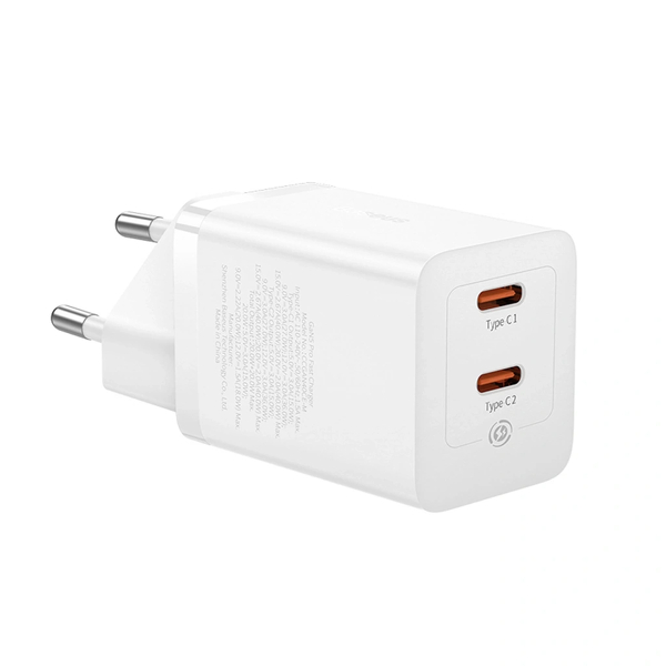 Zdjęcie produktu: Ładowarka sieciowa Baseus GaN5 Pro 40W 2xUSB-C - biała Zdjęcie produktu: Ładowarka sieciowa Baseus GaN5 Pro 40W 2xUSB-C - biała