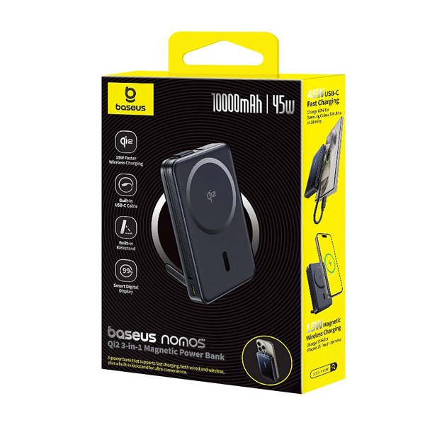 Zdjęcie produktu: Powerbank Baseus Nomos 10000mAh 45W Qi2 z podstawką MagSafe Zdjęcie produktu: Powerbank Baseus Nomos 10000mAh 45W Qi2 z podstawką MagSafe