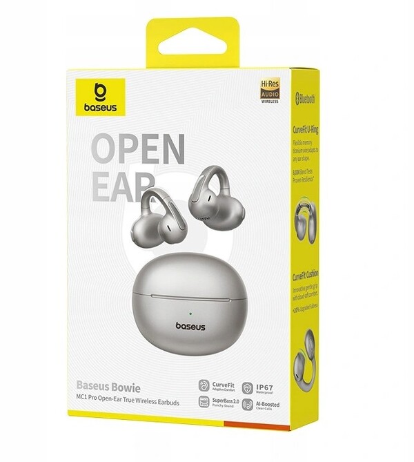 Zdjęcie produktu: Słuchawki bezprzewodowe z klipsem Baseus Bowie MC1 Pro OWS - srebrne