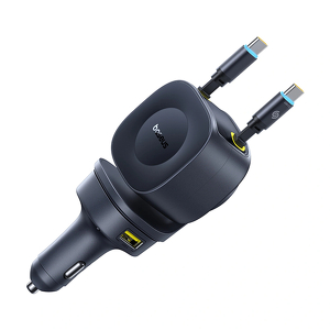 Miniatura produktu: Ładowarka samochodowa Baseus PrimeTrip VR2 Max 60W ze zwijanymi kablami USB-C - czarna