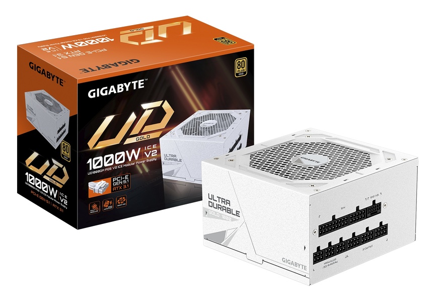 Zdjęcie produktu: Zasilacz Gigabyte GP-UD1000GM PG5 V2 ICE 1000W 80 PLUS Gold ATX 3.1 Zdjęcie produktu: Zasilacz Gigabyte GP-UD1000GM PG5 V2 ICE 1000W 80 PLUS Gold ATX 3.1