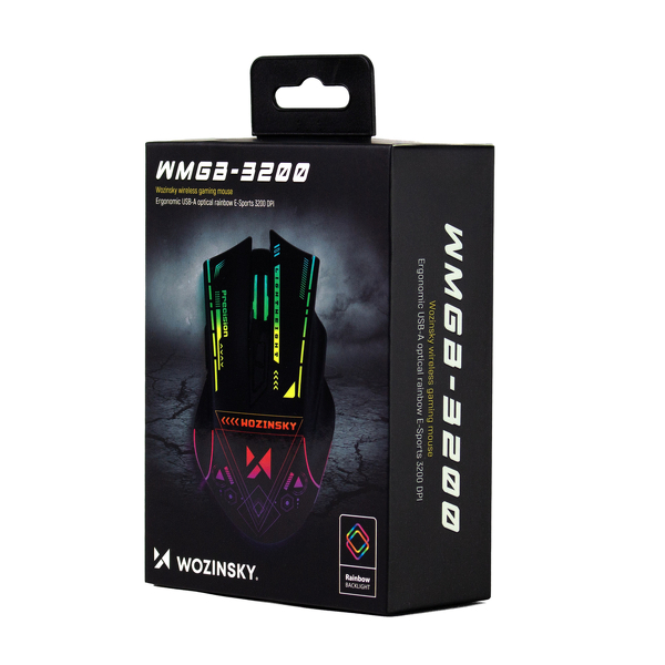 Zdjęcie produktu: Mysz bezprzewodowa Wozinsky WMGB-3200 RGB - czarna