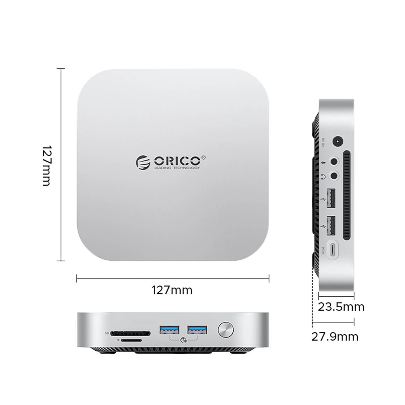 Stacja dokująca Orico MiniLink 9w1 do Mac mini - srebrna