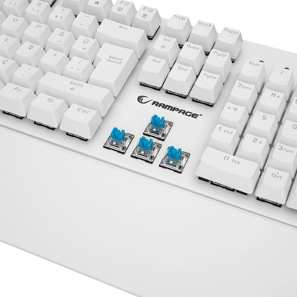 Zdjęcie produktu: Klawiatura Rampage Mechaniczna UMBRA KB-R86 Blue Switch Biała