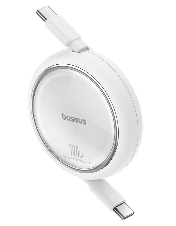 Zdjęcie produktu: Kabel wysuwany Baseus Free2Draw Mini USB-C - USB-C 100W 1m - biały