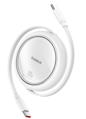 Miniatura produktu: Kabel wysuwany Baseus Free2Draw Mini USB-C - USB-C 100W 1m - biały