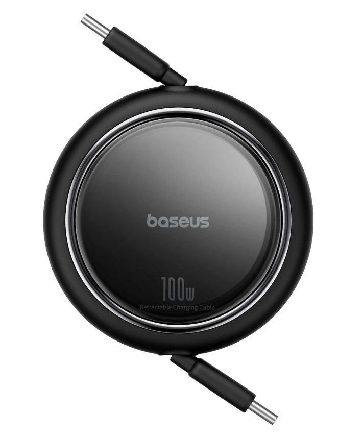 Kabel wysuwany Baseus Free2Draw Mini USB-C - USB-C 100W 1m - czarny