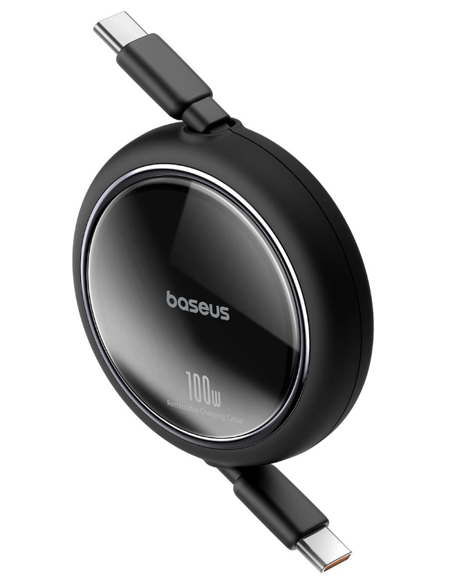 Kabel wysuwany Baseus Free2Draw Mini USB-C - USB-C 100W 1m - czarny