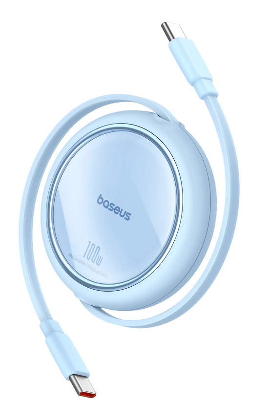 Kabel wysuwany Baseus Free2Draw Mini USB-C - USB-C 100W 1m - niebieski