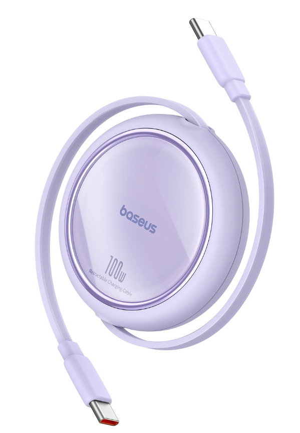 Zdjęcie produktu: Kabel wysuwany Baseus Free2Draw Mini USB-C - USB-C 100W 1m - fioletowy