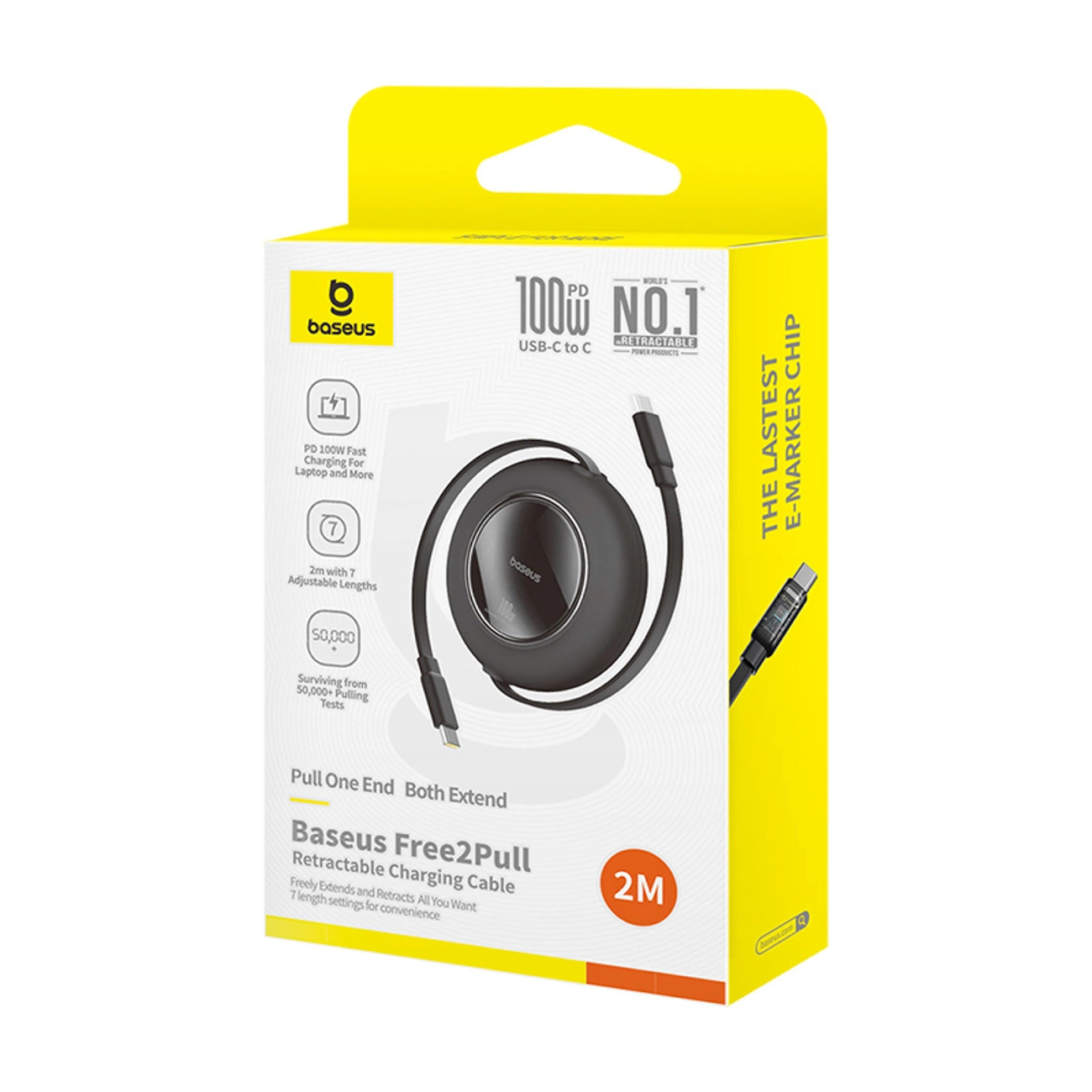 Kabel zwijany Baseus Free2Pull Mini 100W USB-C - USB-C 2m - czarny Kabel zwijany Baseus Free2Pull Mini 100W USB-C - USB-C 2m - czarny