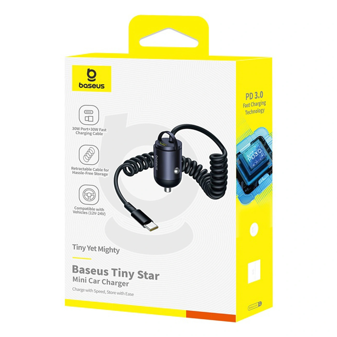 Ładowarka samochodowa Baseus Tiny Star 30W z wbudowanym kablem USB-C