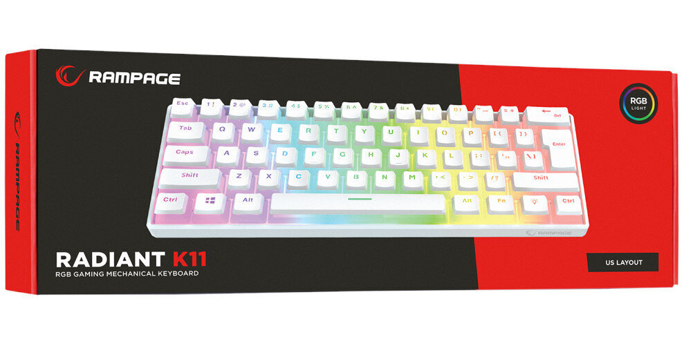 Klawiatura Rampage Radiant K11 Blue Switch Biała