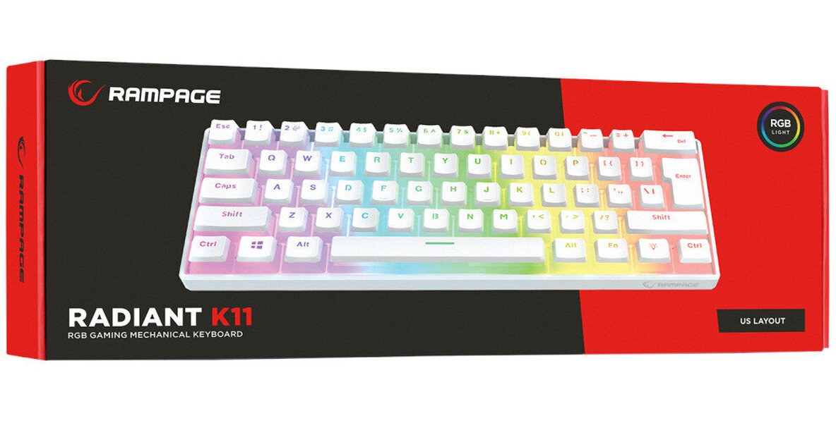 Zdjęcie produktu: Klawiatura Rampage Radiant K11 Blue Switch Biała