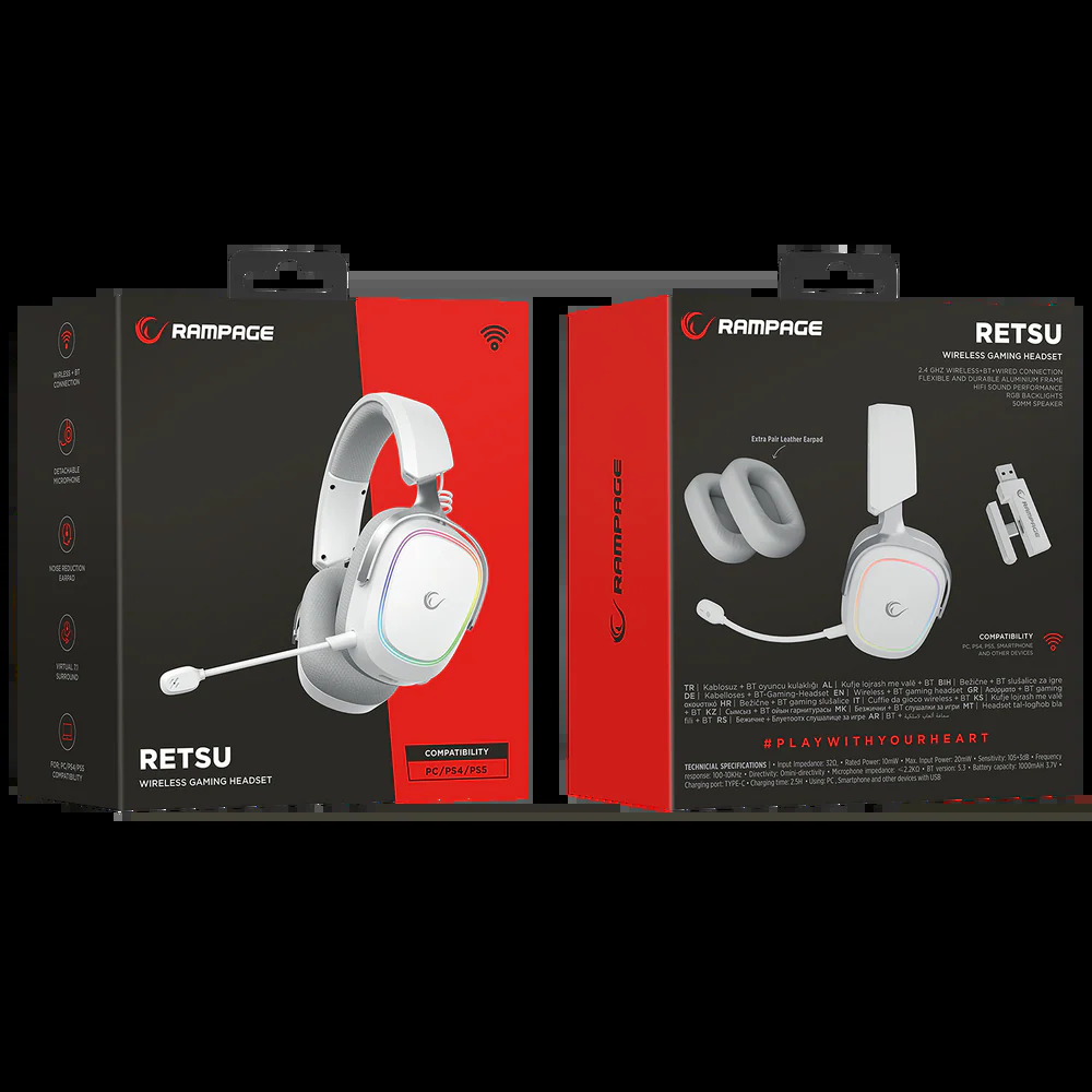 Słuchawki bezprzewodowe Rampage RETSU białe