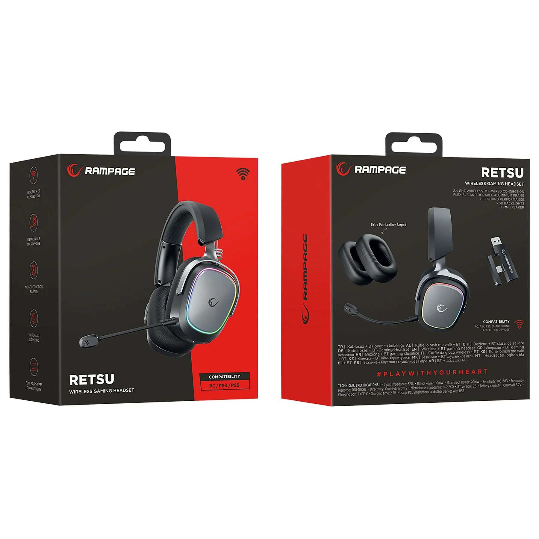 Słuchawki bezprzewodowe Rampage RETSU czarne