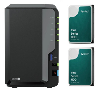 Miniatura produktu: Serwer plików Synology DS225+ 2-bay, 2 x Dysk Synology HAT3300-2T 2TB 256MB 5400 obr./min Bundle