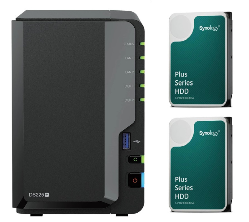 Synology DS225+ 2x Dysk Synology HAT3300-4T 4TB 256MB 5400 obr./min Bundle