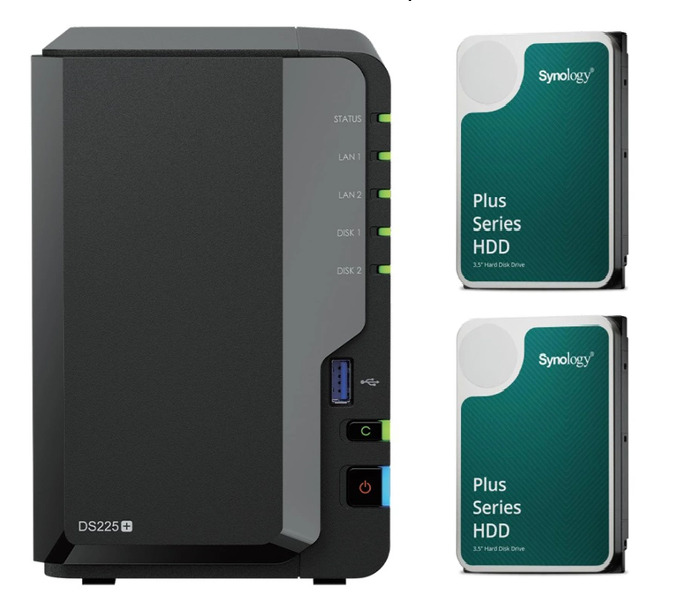 Zdjęcie produktu: Synology DS225+ 2x Dysk Synology HAT3300-4T 4TB 256MB 5400 obr./min Bundle