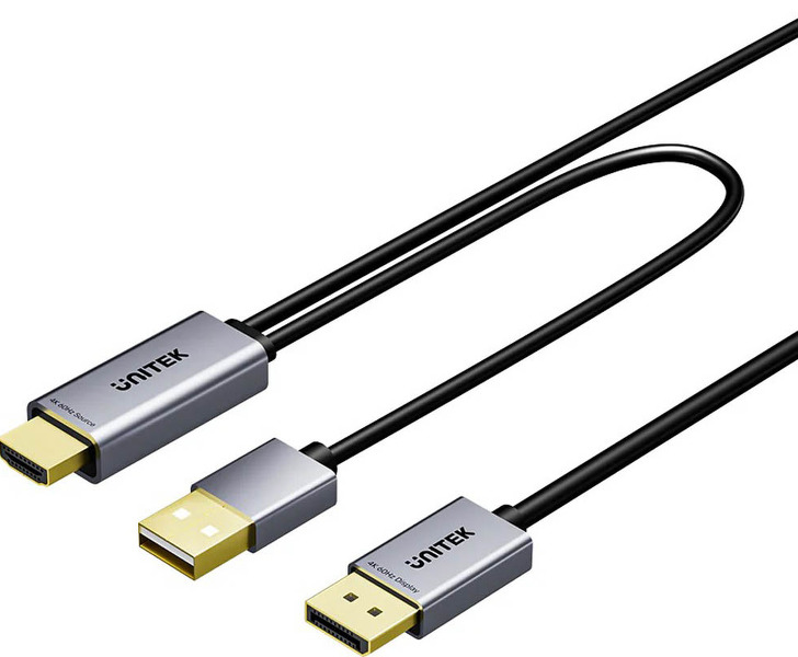 Zdjęcie produktu: Kabel Unitek HDMI do DisplayPort 4K z zasilaniem USB-A 4K@60Hz 1,8 m Zdjęcie produktu: Kabel Unitek HDMI do DisplayPort 4K z zasilaniem USB-A 4K@60Hz 1,8 m